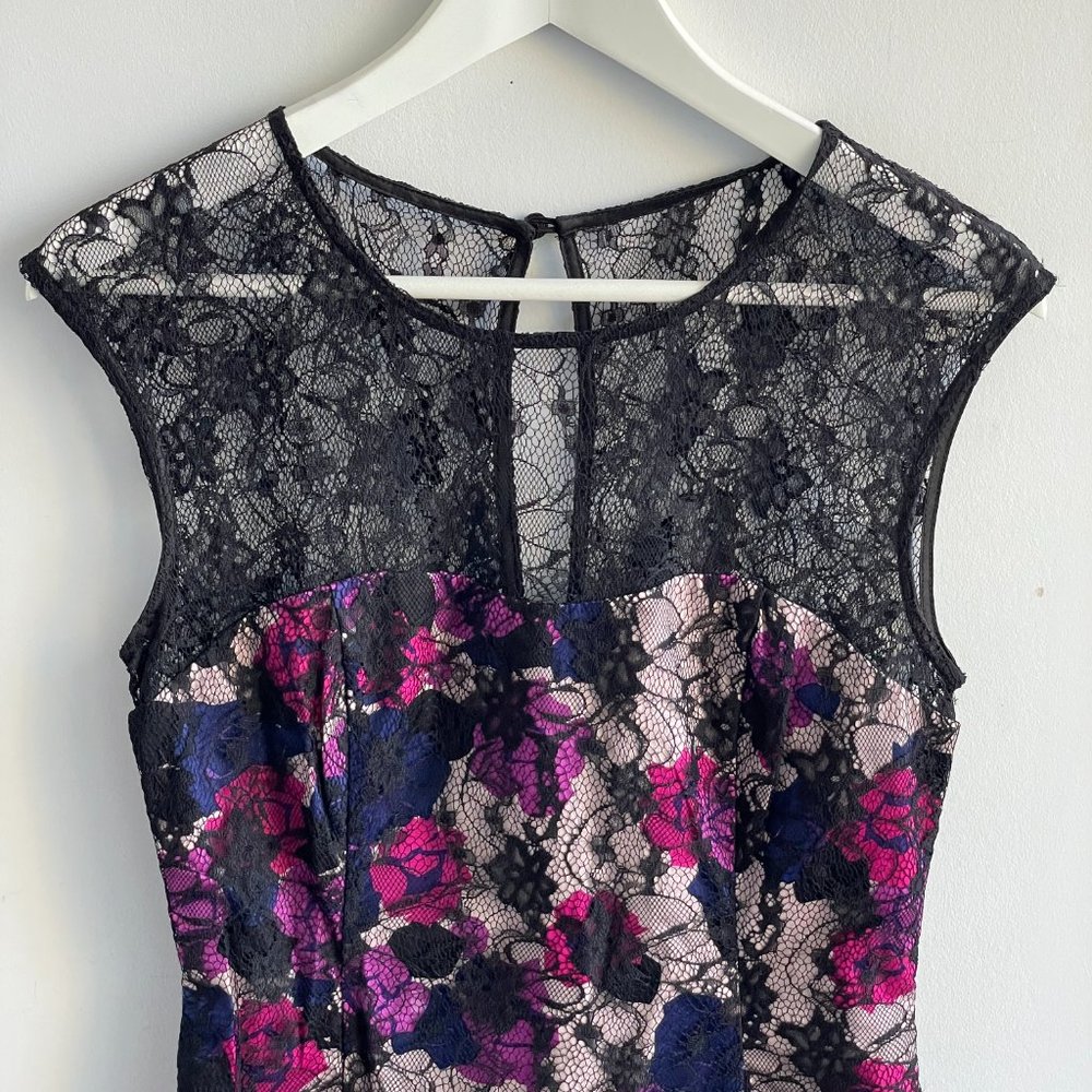 French Connection floral and lace sheath dress